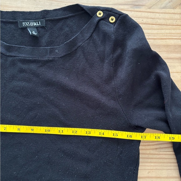 Roz & Ali Black Top with Gold Button Detail - Picture 5 of 8